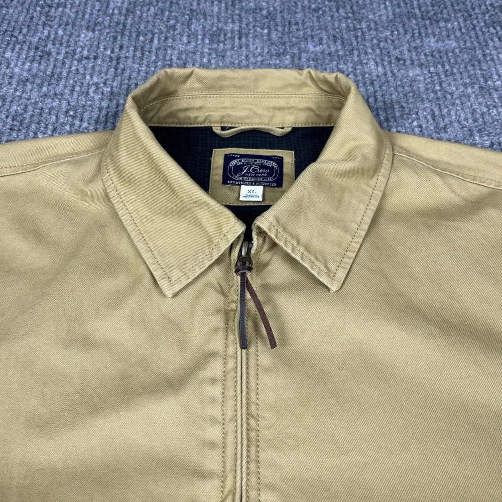 J Crew Jacket Mens XL Harrington Tan Cotton Full Zip Twill Lined Heritage Preppy